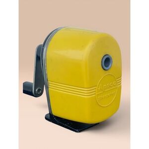Vintage Apsco Berol Manual Pencil Sharpener Yellow Desk Mount Industrial Office